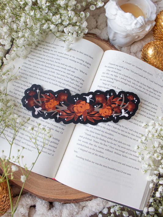 Fire Bloom Antlers & Wyverns Die Cut Bookmark | Matte