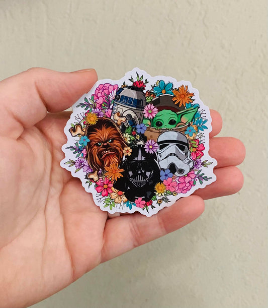 Star Wars with Flowers- Star Wars Sticker/Magnet