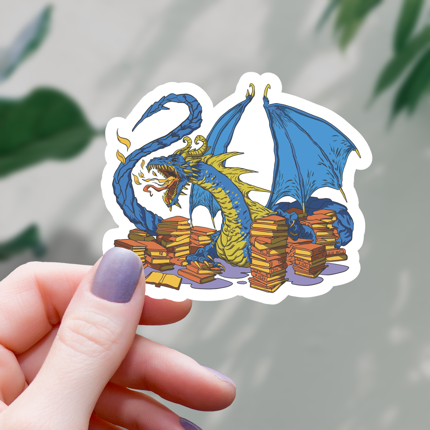 Library Book Dragon Sticker - 3"