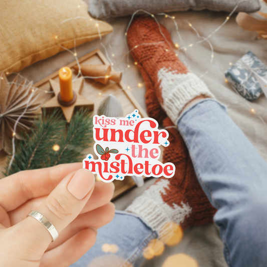 Kiss Me Under the Mistletoe Waterproof Sticker