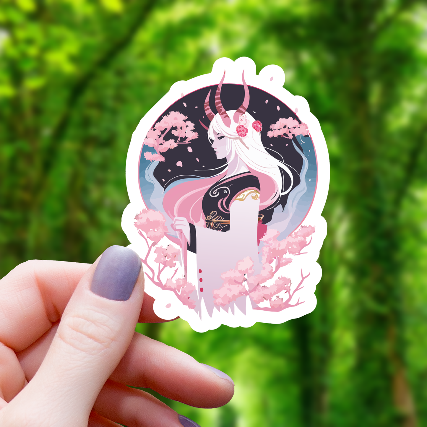 Sakura Demon Sticker - 3"