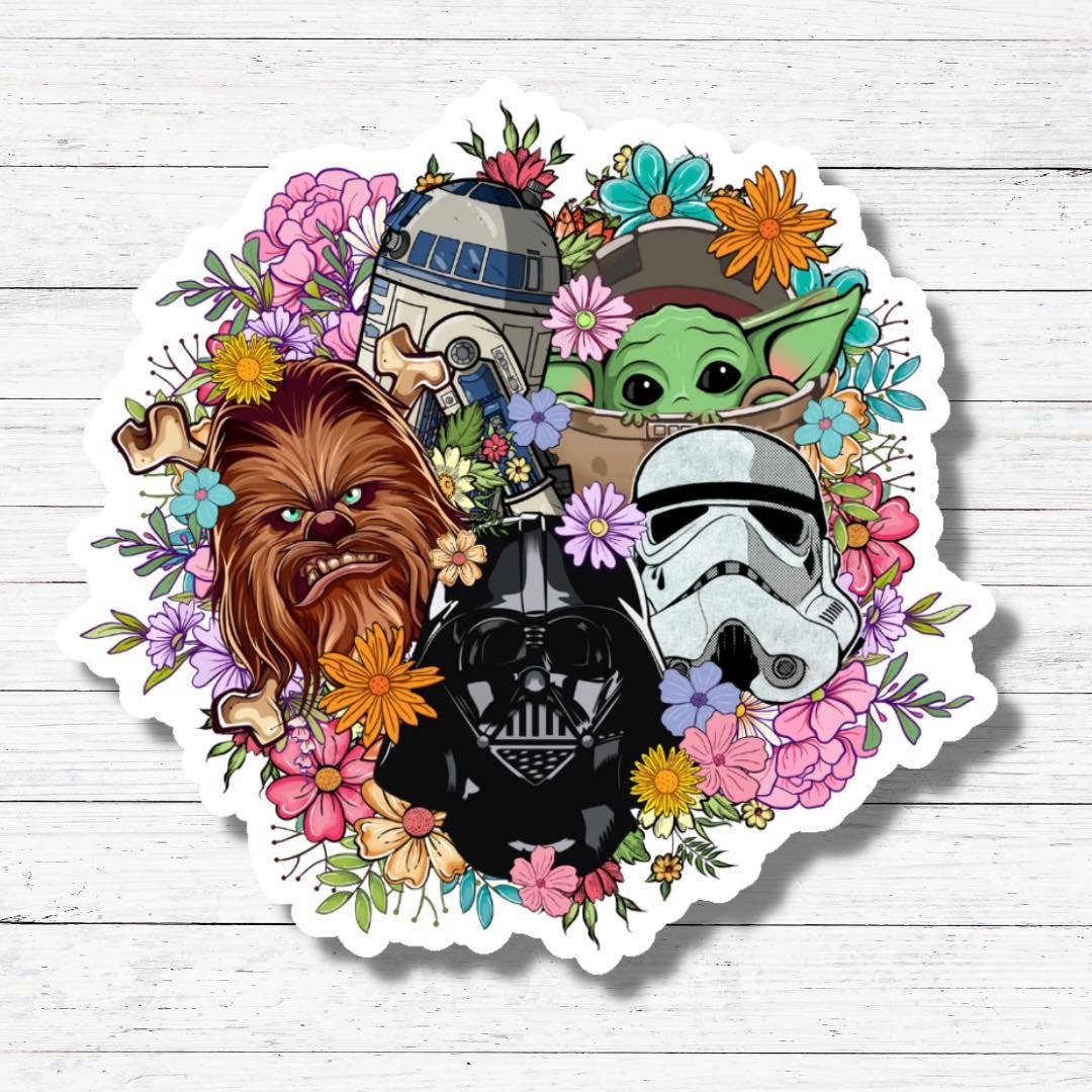 Star Wars with Flowers- Star Wars Sticker/Magnet