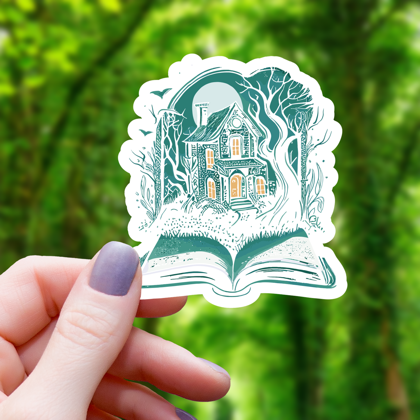 Haunted House Book Sticker - 3"